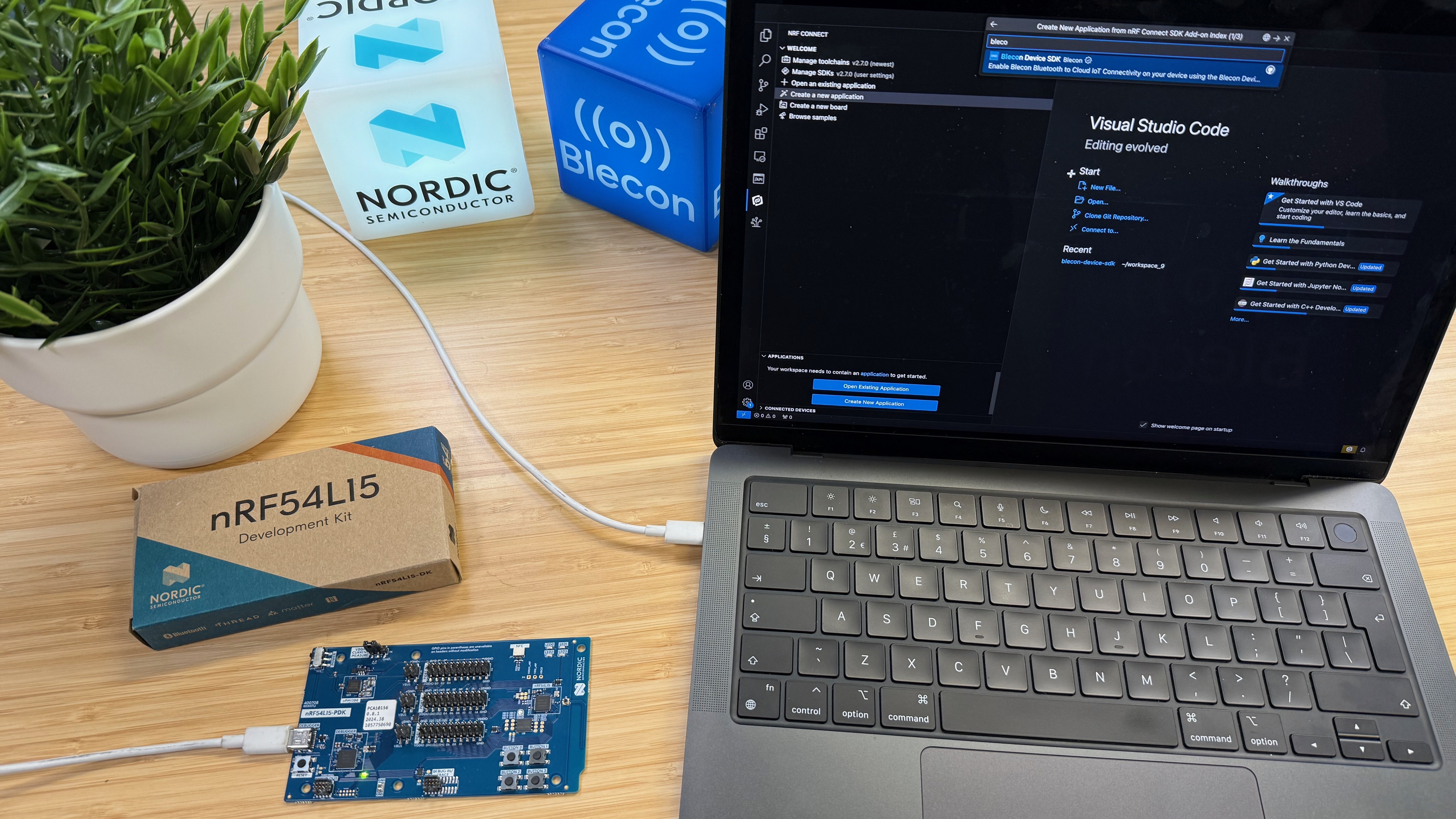 Nordic nRF54L DK using Blecon